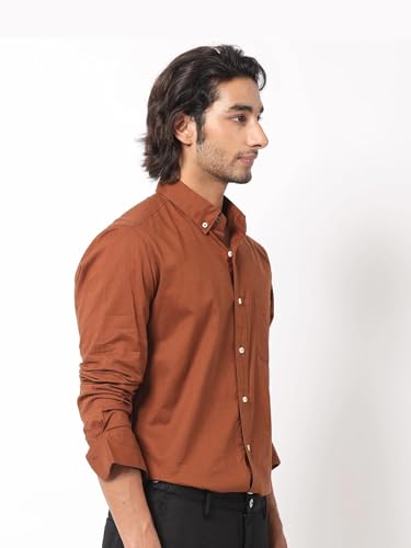 Rare Rabbit Men's Regular Fit Long Sleeve Plain Shirt