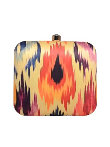 Artklim Red Ikkat Printed Clutch