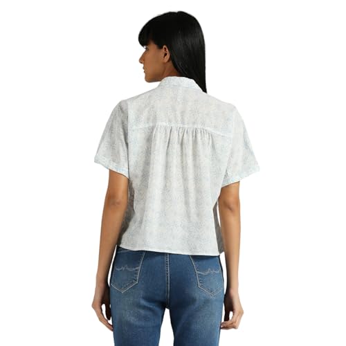 Pepe Jeans Women's Floral Relaxed Fit Shirt (PL304901_Blue
