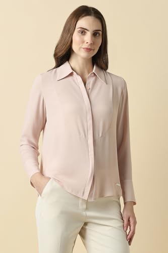 Women Pink Solid Long Sleeves Shirt