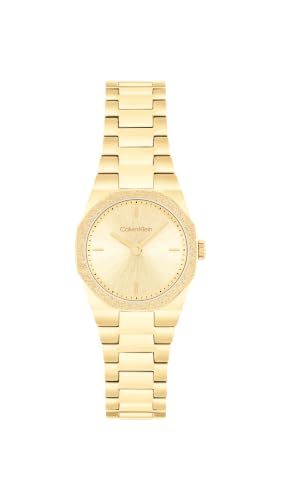 Calvin Klein Geometric Elegance Qtz Basic Slim Gold Round Dial Women's Watch- 25100142