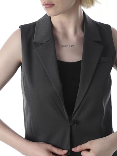ONLY Women's Solid Tailored Fit Black Waistcoat