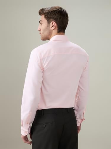 Raymond Men Contemporary Fit Chambray Pattern Pure Cotton Semi Cutaway Collar Full Sleeve Formal Shirt