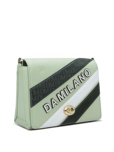 Da Milano Genuine Leather Green Sling Bag (01603) (Small)