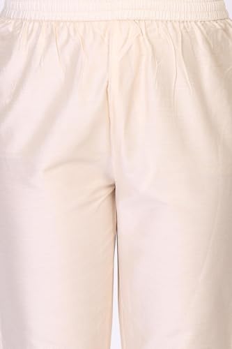 W for Woman Peach Floral Printed Chanderi Flared Kurta with Straight Pant and Dupatta Set (WS12803-125939-2XL)