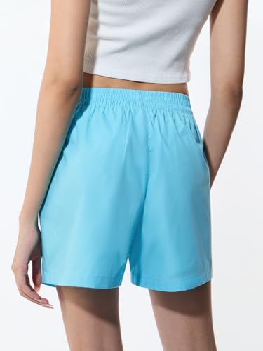 The Souled Store Powerpuff Girls: Bubbles Women and Girls Elastic Waistband Sky Blue Embroidered Cotton Regular Fit Lightweight All-Season Everyday Casual Comfortable Lounge Boxer Shorts
