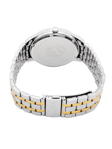 ALBA Stainless Steel Women Analog Wristwatch Ah7Ce8X1, Gold Dial, Silver Band