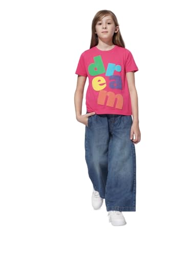 VERO MODA Girl Graphic Print Cotton Regular Fit Pink Tshirt