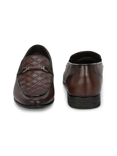 HITZ Men's Brown Leather Slip-On Shoes - UK 6