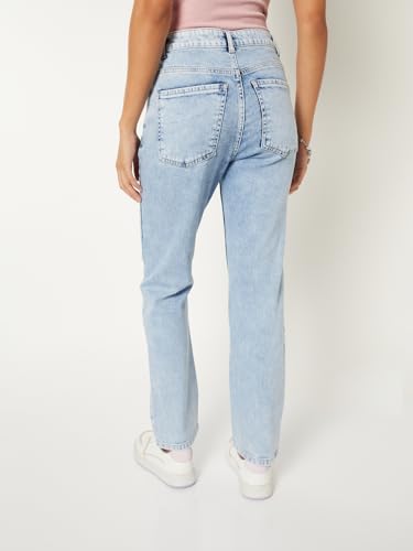 Max Women Washed Slim Straight Jeans (Blue_32)