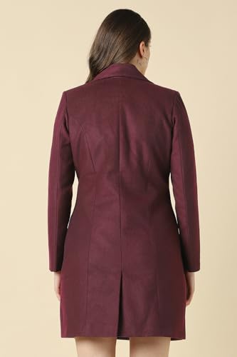Women Maroon Solid Casual Jacket