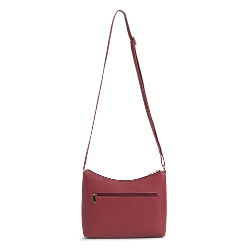 Caprese Ash Medium Sling Bag for Women with Adjustable Strap for Comfortable Wear | Zipper Closure | Versatile Handbag With Back Zip for Everyday Use, Travel, and Special Occasions (Cherry Red)