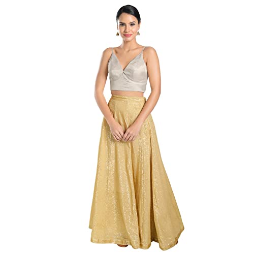 SALWAR STUDIO S Women's Silver Tissue Readymade Saree Blouse-SSB4308-SLVR