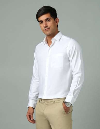 Arrow Men's White Solid Spread Collar Full Sleeve Formal Cotton Regular Fit Shirt (ARAJSH0932_White_38)