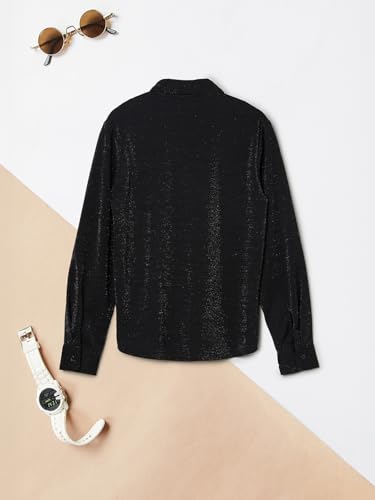 Max Boys Embellished Regular Fit Shirt (Black_10-12 Y)