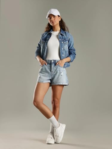 Tommy Hilfiger Regular Fit Solid High Rise Shorts Blue