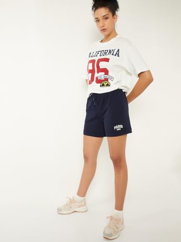 Max Women Printed Athleisure Shorts (Blue_XL)