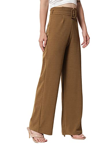 KOTTY Women Regular length Aztec gold Solid Trousers(Aztec gold30)