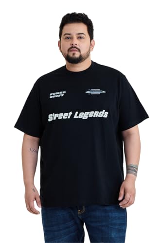SNITCH Men's Plus Size T-Shirt | Street Legends Graphic Printed Streetwear Style | 100% Cotton Crew Neck & Short Sleeve Regular Fit Plus Size Men's Clothing for Urban Fashion Black