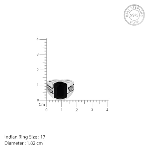 GIVA 925 Oxidised Silver Bold Black Ring For Him,Fixed Size, Indian - 17| Gifts for Men & Boys | With Certificate of Authenticity and 925 Stamp | 6 Months Warranty