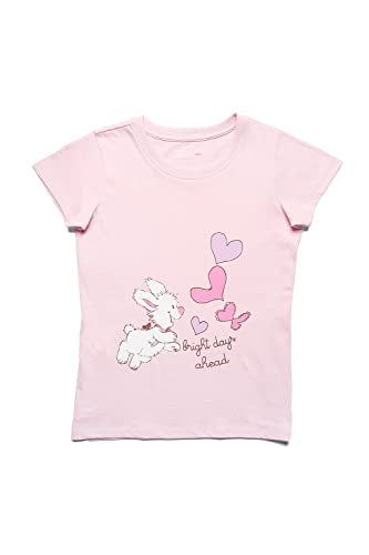 Van Heusen Girls Relaxed Fit T-Shirt - 100% Cotton - Ultra Soft, Round Neck, Short Sleeve_56405_Rose Shadow_9-10 Years,Pink