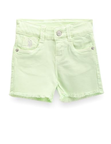 U.S. POLO ASSN. Kids Regular fit Girls Cotton Shorts (UGSRT0086_Green_9-10Y)
