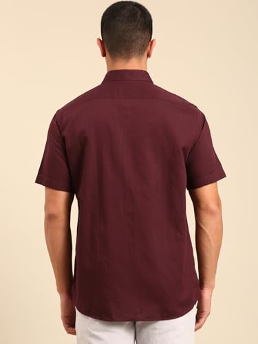 Cavallo by Linen Club Half Sleeve Solid Regular Fit Linen Casual Shirt