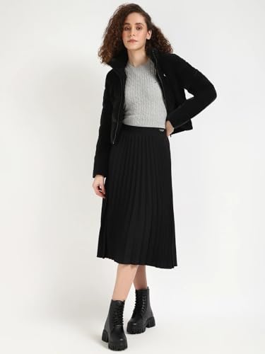Regular Fit Solid High Rise Skirt