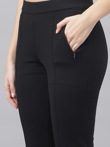 Latin Quarters Women Black Solid High Rise Trousers_L