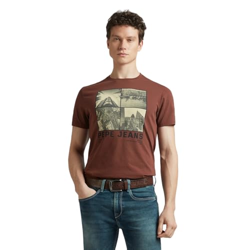 Pepe Jeans Men's Slim Fit T-Shirt (PM509860_Conker Brown