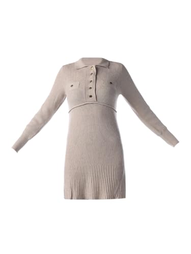 ONLY Women's Self Design Bodycon Beige Dress