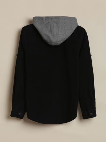 Boys Black Solid Casual Shirt