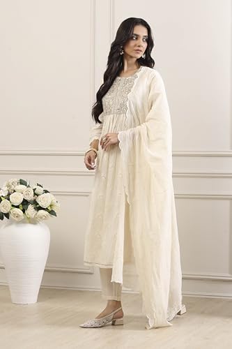 Biba Women Yellow Cotton Gathered Suit Set_34