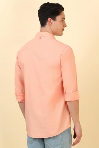Allen Solly Men Peach Solid Full Sleeves Casual Shirt