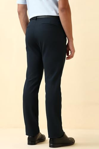 Allen Solly Men Navy Solid Formal Trousers
