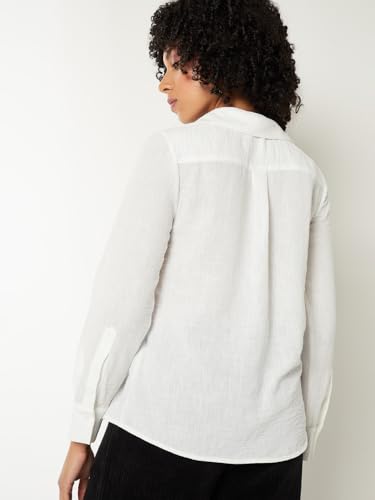 Max Women Embroidered Shirt(Off White_L)