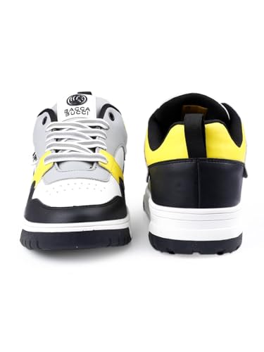 Bacca Bucci Urban Genesis 1.0 Sneakers: The Pinnacle of Street-Smart Elegance with Breathable Perforated Design and Robust Sole for The Modern Trailblazer (Yellow and White, 7)