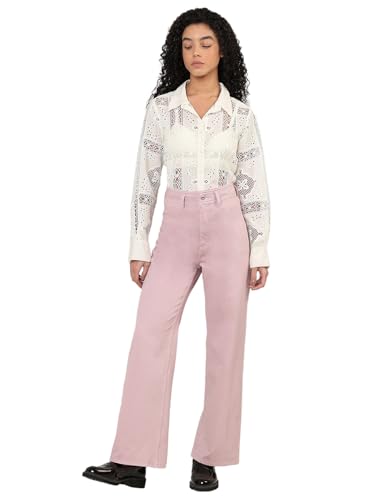 VERO MODA Womens Wide Leg Jeans Dusty Pink