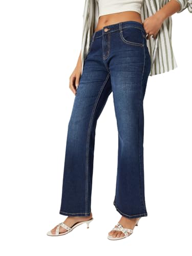 Max Women Washed Kick Flare Jeans (Blue_28)