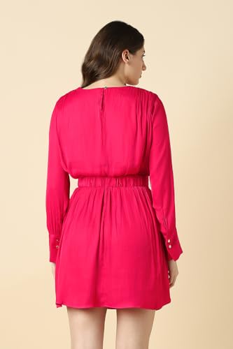 Women Pink Solid Party Dress