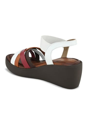 pelle albero Women's White Leather Slip-On Wedge Heel Sandals PA-LM-FR10_WHITE_38