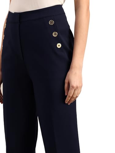 VERO MODA Womens Straight Fit Pants Dark Navy