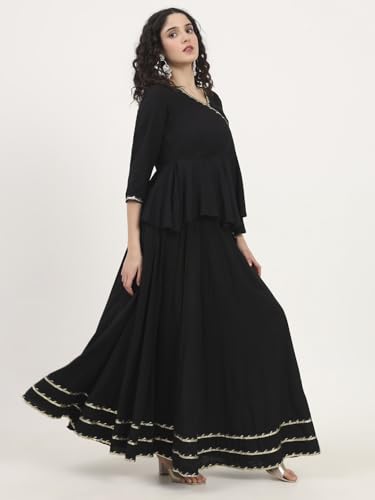 Divena Black Rayon Angarakha pattern Lehenga Choli Sets