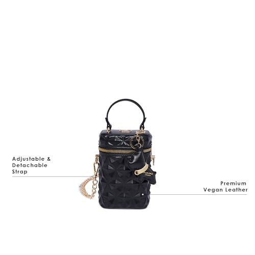 Akiki London Women's Charlton 12 Small Sling Bag|Modern 3D texture|Convertible Strap|comes with Dog Charm and Metal Strap|Fashional Crossbody Sling Bag for Women