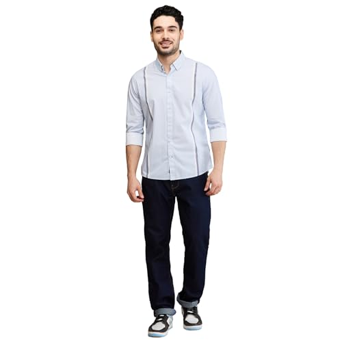 Being Human Light Blue Slim Fit Regular Collar Men's Shirt Clothing