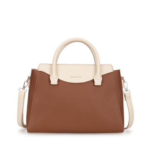 Fastrack Tan Gridelle Satchel Handbag for Women | Premium Faux Leather Weave Design | Tan Structured Satchel with Zipper Closure | Dual Compartment with Organizer Pockets
