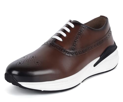 LOUIS STITCH Men's American Tan Sneakers Shoes Casual Sneaker for Men Patina Finish Cushion Sole Breathable Inner (SNK-BG) (Size- 7 UK)