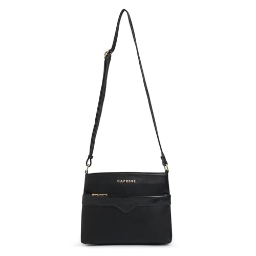 Caprese Viva Medium Sling Bag for Women with Adjustable Strap & Zipper Closure for Comfortable Wear | Versatile Handbag for Everyday Use, Travel, and Special Occasions (Black)
