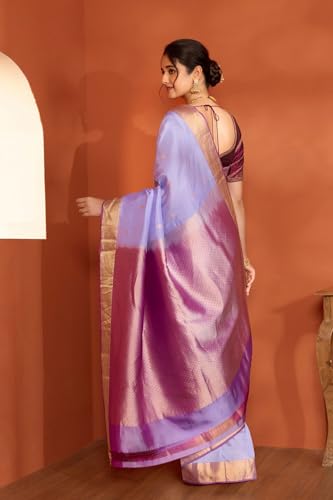 Taneira Women Light Violet Woven Apsara Silk Viscose Saree with Unstitched Blouse Piece (SAPP03AA0849-Light Violet)