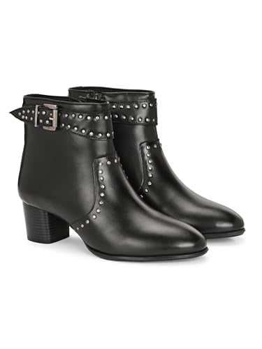 Delize Black Women mid heel platform boots-66513-38